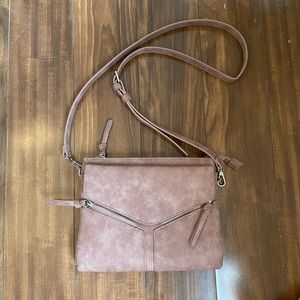 ROSE PINK FREE PEOPLE SUEDE CROSSBODY BAG